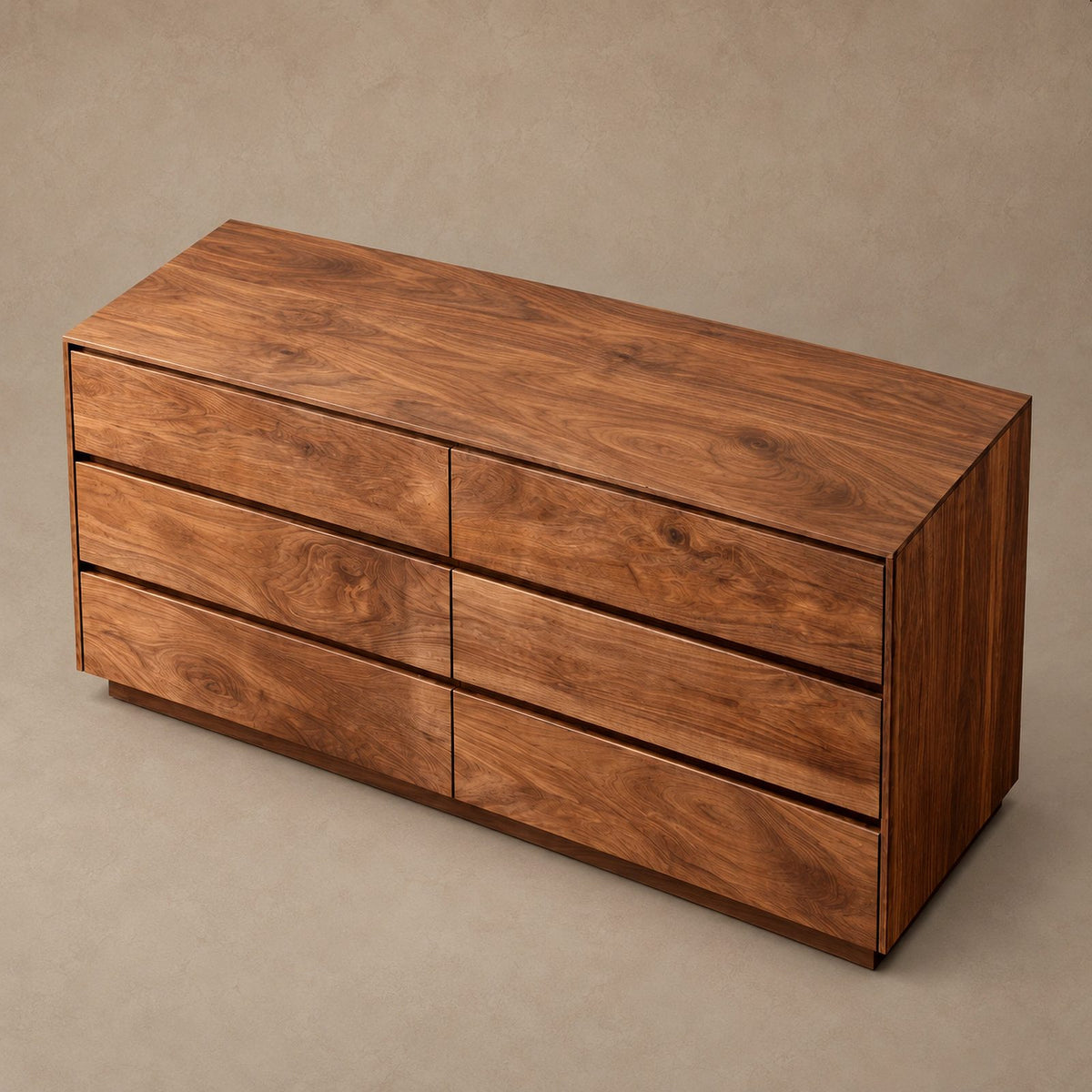 Contemporary Solid Wood Dresser With Six Spacious Drawers For Bedroom