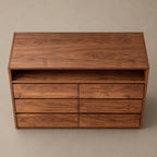 Modern Wood Dresser With Open Shelf And Drawers For Bedroom