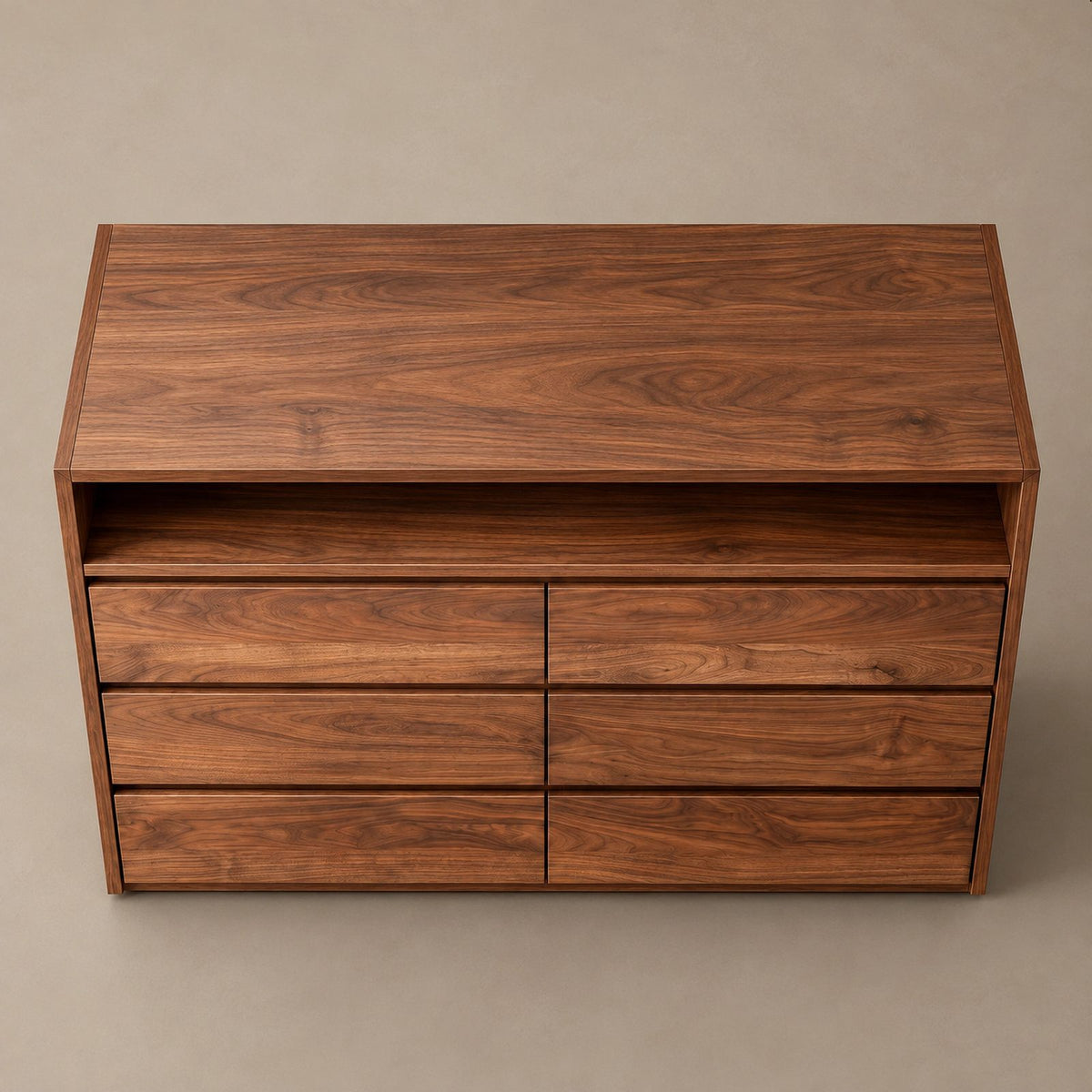 Modern Wood Dresser With Open Shelf And Drawers For Bedroom