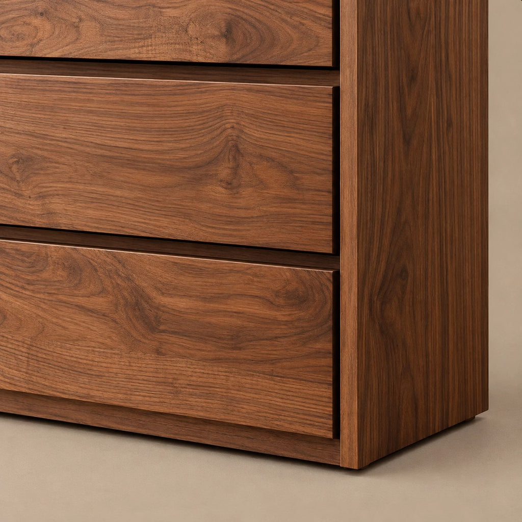 Modern Wood Dresser With Open Shelf And Drawers For Bedroom