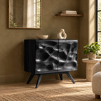 Organic Sculpted Wood Dresser With Wave Carved Doors For Living Room