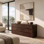 Contemporary Wooden Dresser With Rounded Case For Bedroom