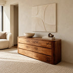 Contemporary Wooden Dresser With Rounded Case For Bedroom