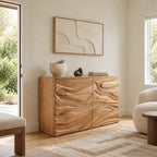 Organic Wave Carved Dresser With Flowing Drawer Fronts For Living Room