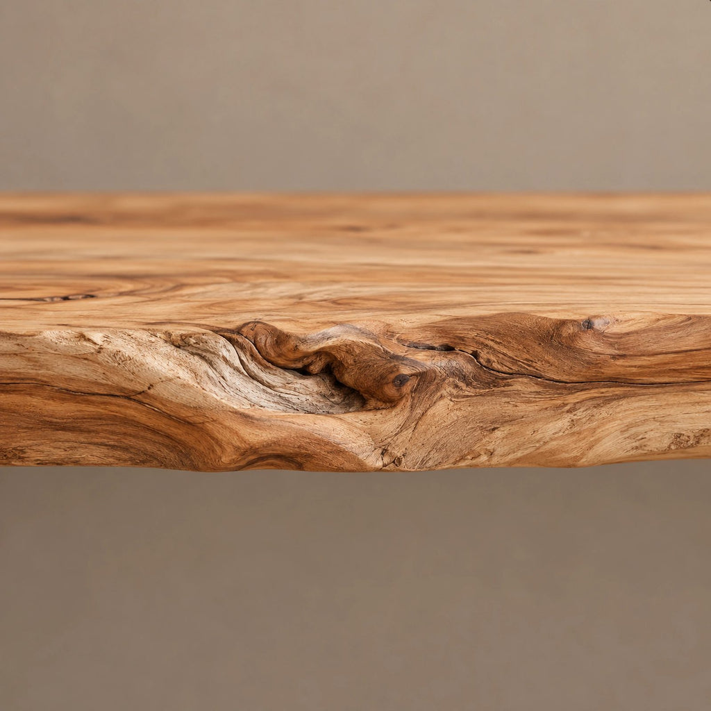 Organic Live Edge TV Console With Root Base Drawer For Living Room
