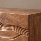 Handcrafted Wave Carved Dresser With Two Door Front For Bedroom