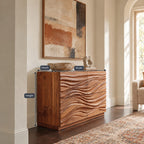 Modern Wave Carved Dresser With Flowing Front For Bedroom