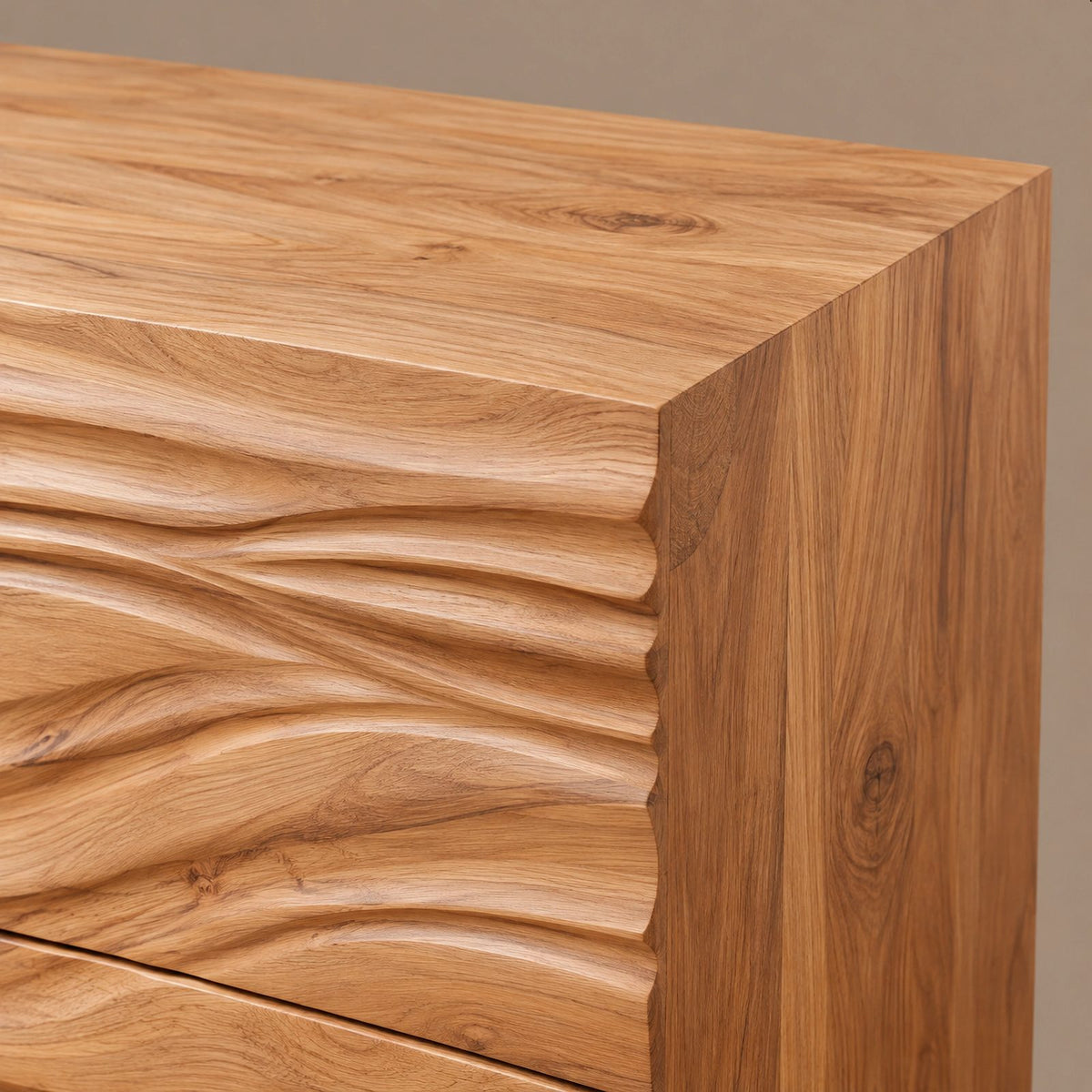 Modern Wave Carved Dresser With Flowing Front For Bedroom