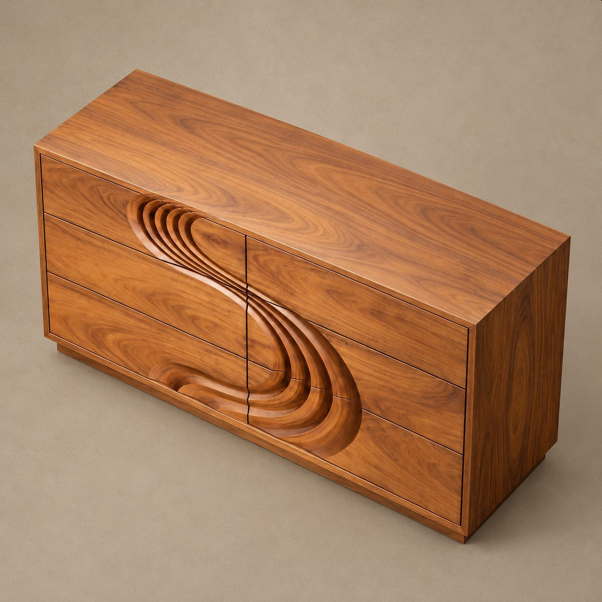 Mid Century Dresser With Sculpted S Curve Front For Bedroom