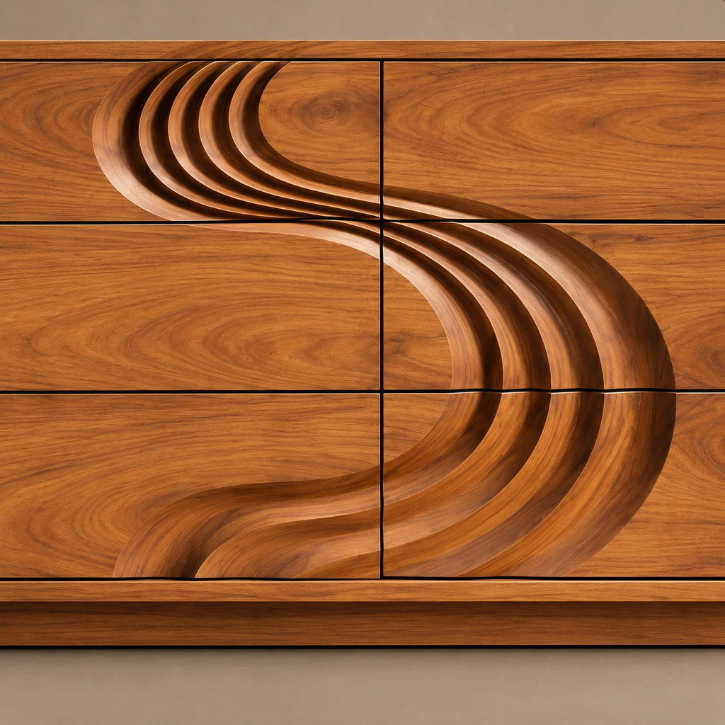 Mid Century Dresser With Sculpted S Curve Front For Bedroom