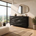 Mid Century Dresser With Wave Carved Drawer Fronts For Bedroom