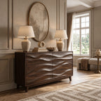 Mid Century Dresser With Wave Carved Drawer Fronts For Bedroom