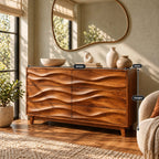 Mid Century Dresser With Wave Carved Drawer Fronts For Bedroom