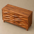 Mid Century Dresser With Wave Carved Drawer Fronts For Bedroom