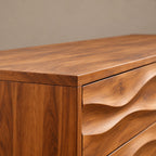 Mid Century Dresser With Wave Carved Drawer Fronts For Bedroom