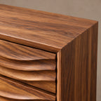Contemporary Ripple Carved Dresser With Wide Drawer Fronts For Bedroom
