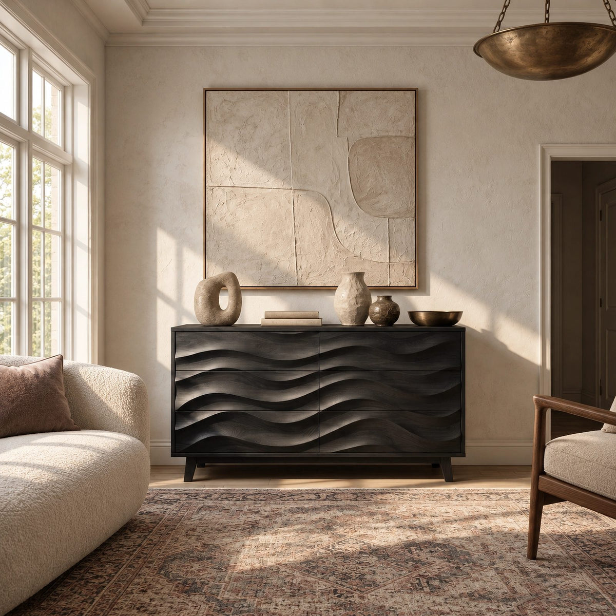 Organic Wave Dresser With Sculpted Drawer Fronts For Bedroom