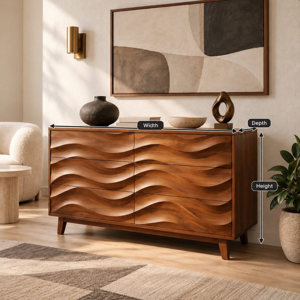 Organic Wave Dresser With Sculpted Drawer Fronts For Bedroom