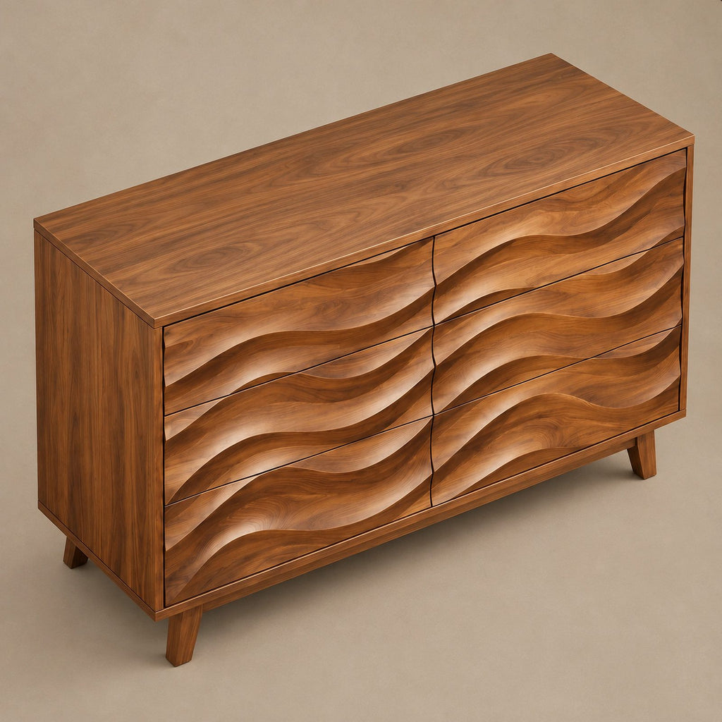 Organic Wave Dresser With Sculpted Drawer Fronts For Bedroom