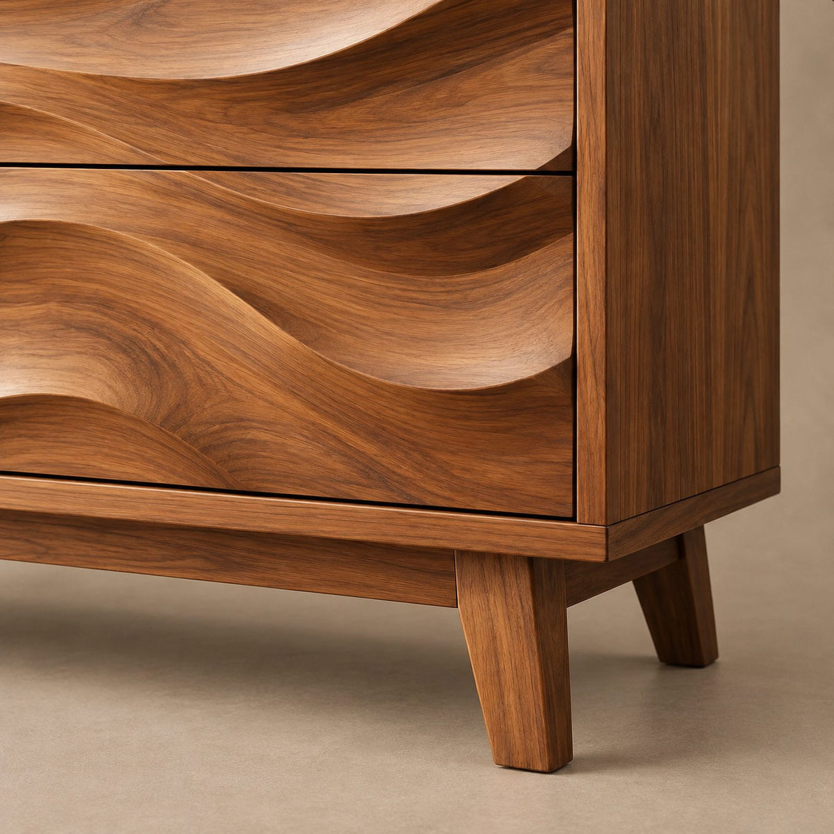 Organic Wave Dresser With Sculpted Drawer Fronts For Bedroom