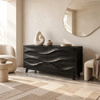Modern Wave Dresser With Rippled Drawer Panels For Bedroom
