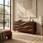 Modern Wave Dresser With Rippled Drawer Panels For Bedroom