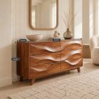 Modern Wave Dresser With Rippled Drawer Panels For Bedroom
