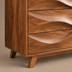 Modern Wave Dresser With Rippled Drawer Panels For Bedroom
