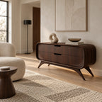 Mid Century Curved Sideboard With Sculptural Legs For Living Room