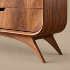 Mid Century Curved Sideboard With Sculptural Legs For Living Room