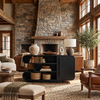 Contemporary Sideboard With Curved Open Shelving For Living Room