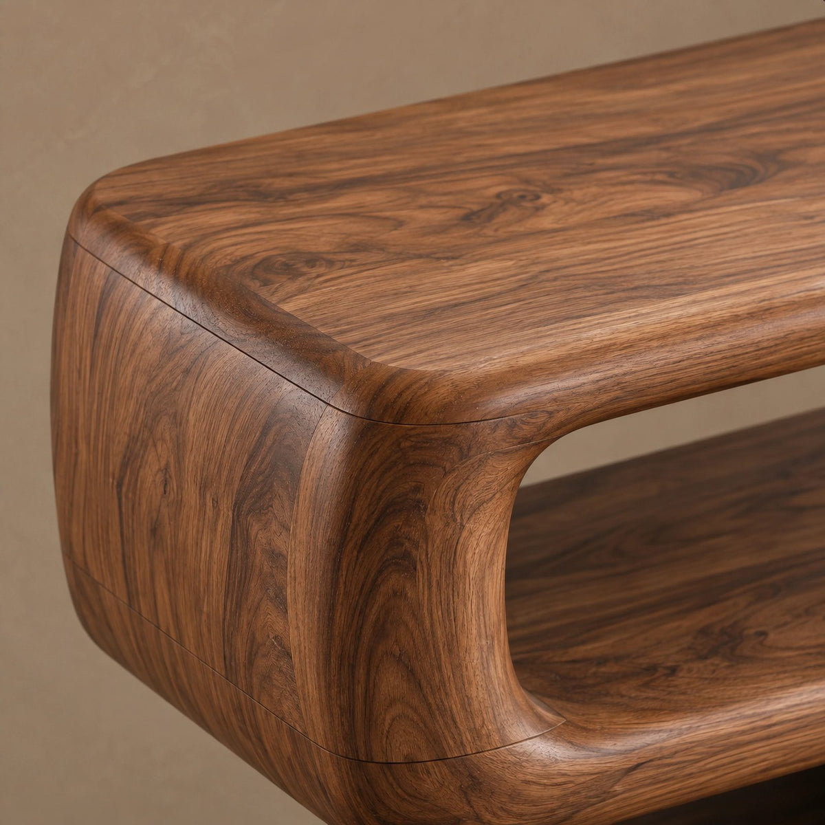 Organic Sculptural Sideboard With Open Shelf And Cabinet For Living Room