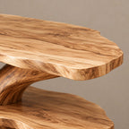 Sculptural Live Edge TV Console With Tree Root Base For Living Room