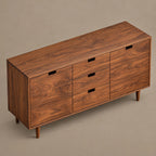 Scandinavian Wooden Sideboard With Center Drawers For Living Room