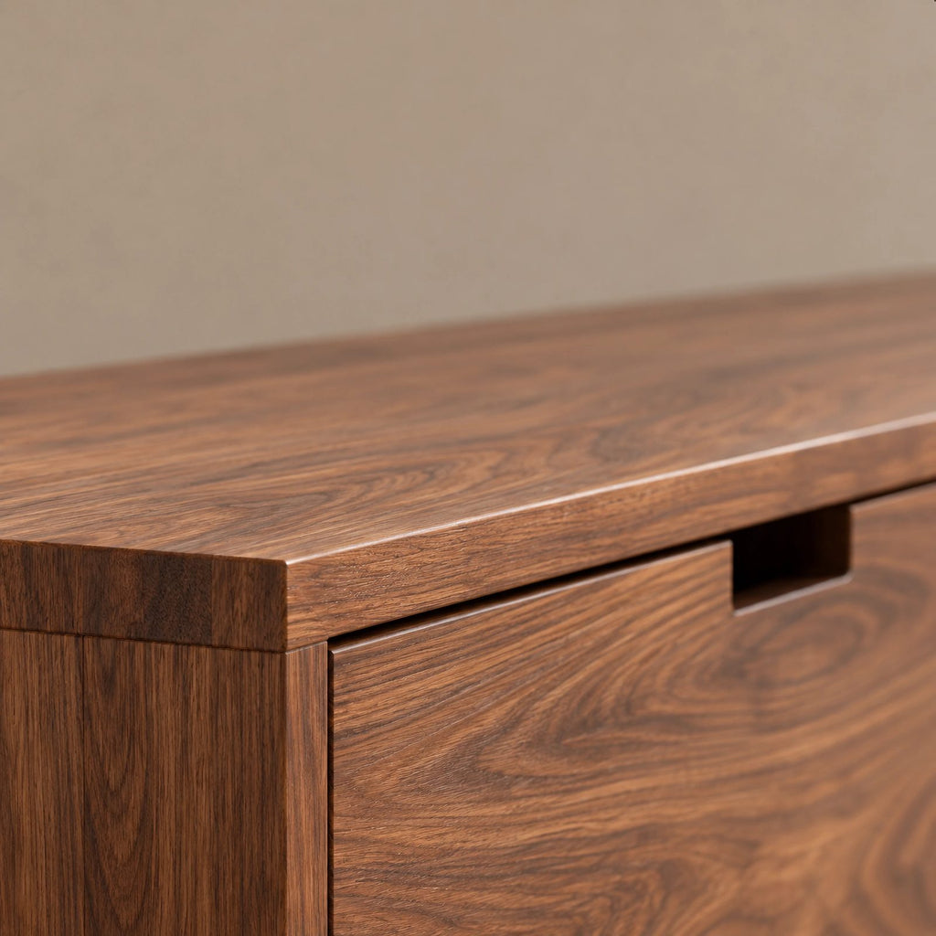 Scandinavian Wooden Sideboard With Center Drawers For Living Room