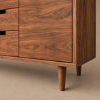Scandinavian Wooden Sideboard With Center Drawers For Living Room