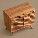 Scandinavian Wood Sideboard With Rippled Wave Doors For Entryway
