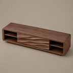 Contemporary Wood TV Stand With Sculpted Wave Drawers For Living Room