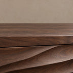 Contemporary Wood TV Stand With Sculpted Wave Drawers For Living Room
