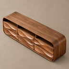 Farmhouse Wood Sideboard With Sculpted Wave Drawer Fronts For Living Room
