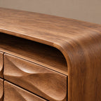 Farmhouse Wood Sideboard With Sculpted Wave Drawer Fronts For Living Room