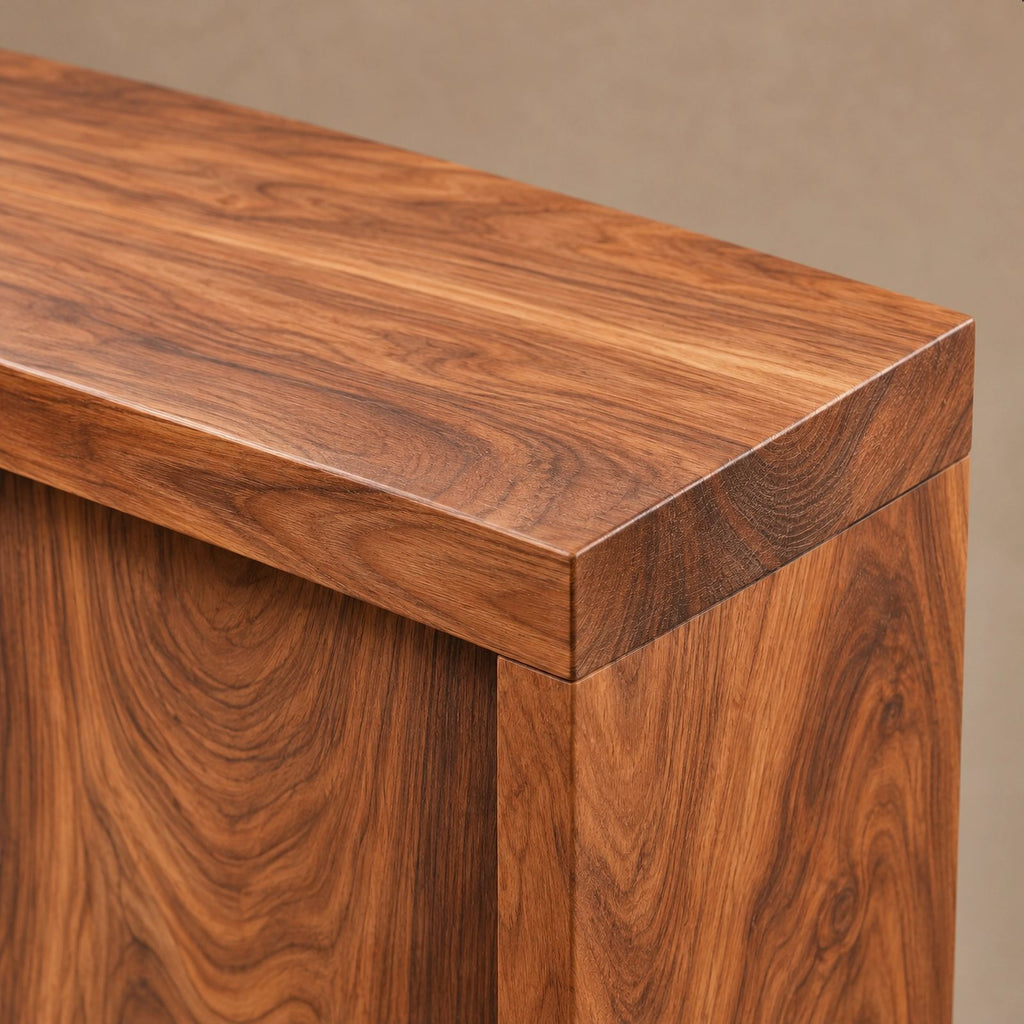 Live Edge Wood Sideboard With Open Shelf And Angled Leg For Entryway