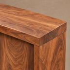 Live Edge Wood Sideboard With Open Shelf And Angled Leg For Entryway