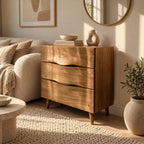 Contemporary Wood Sideboard With Sculpted Wave Drawers For Bedroom