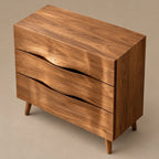 Contemporary Wood Sideboard With Sculpted Wave Drawers For Bedroom