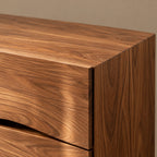 Contemporary Wood Sideboard With Sculpted Wave Drawers For Bedroom