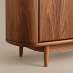 Modern Wood Sideboard With Rounded Ends And Side Drawers For Home Office