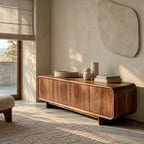 Minimalist Wood Sideboard With Soft Rounded Corners For Dining Room