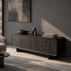 Minimalist Wood Sideboard With Soft Rounded Corners For Dining Room