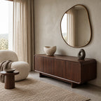 Minimalist Wood Sideboard With Soft Rounded Corners For Dining Room